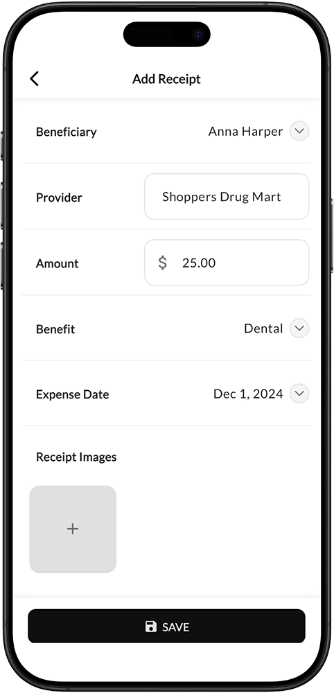 Health Spending Account Claim example